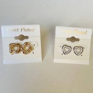 Earrings Two Pairs Heart and Knot NWT